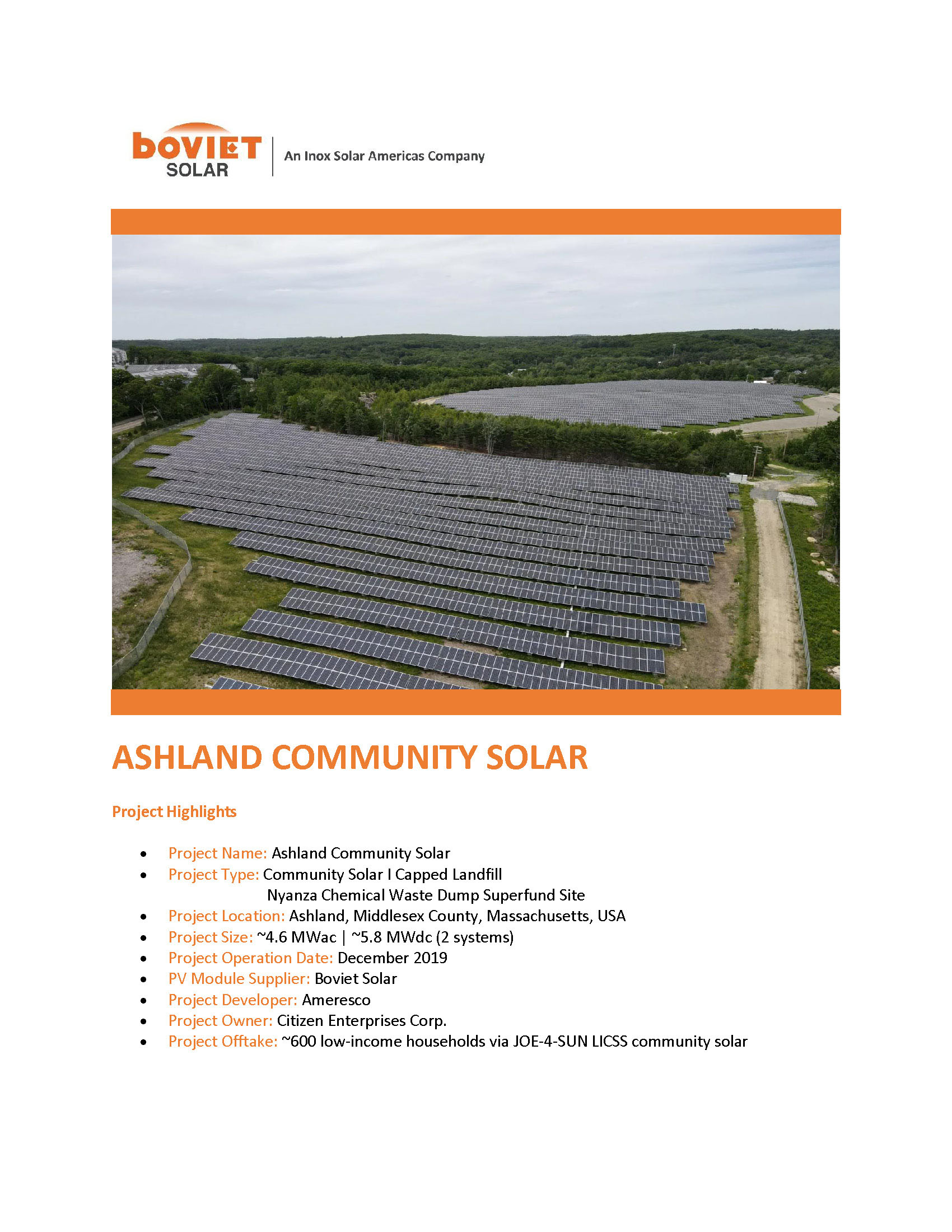 Boviet Solar Ameresco Ashland Community Solar Landfill Page 1
