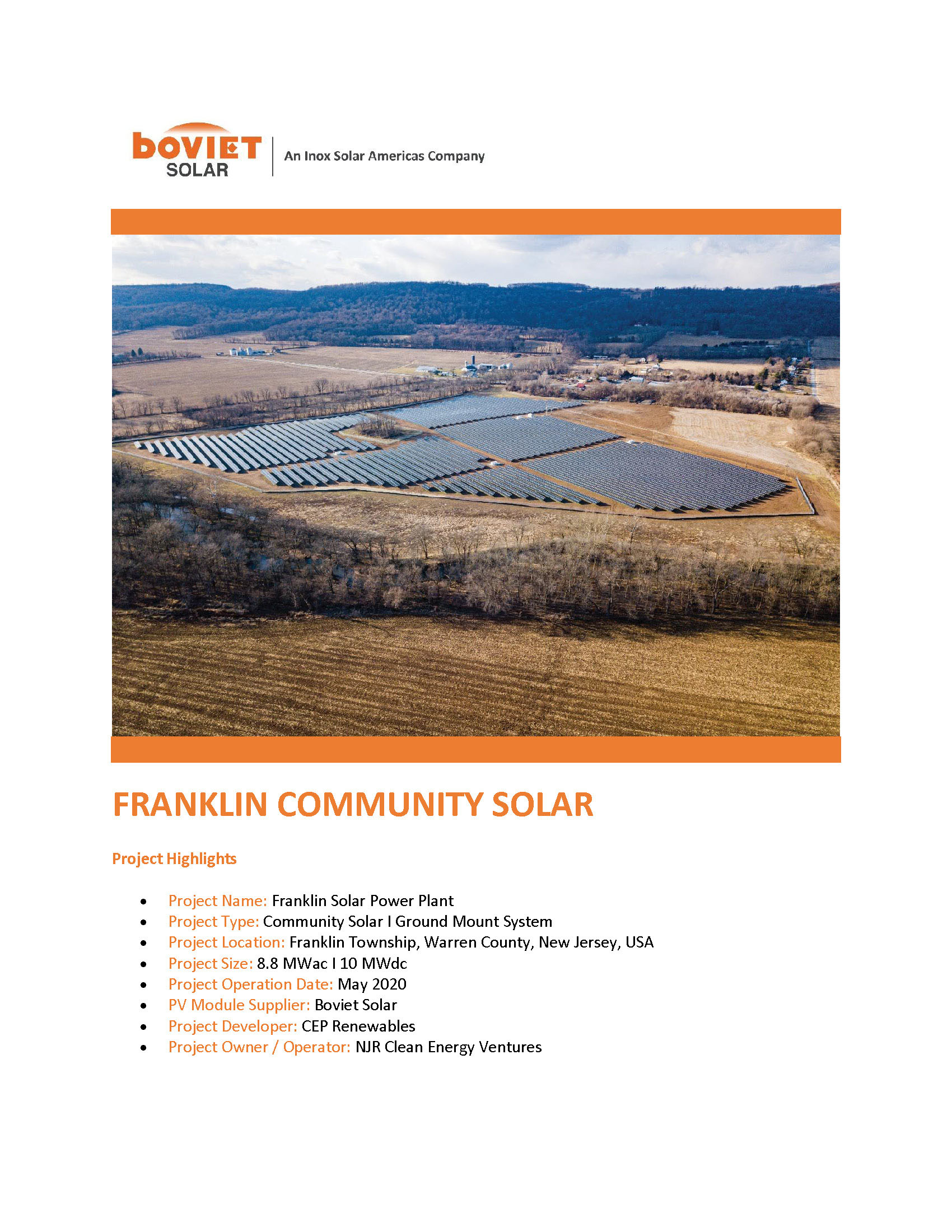 Boviet Solar Cep Renewables Franklin Community Solar Page 1