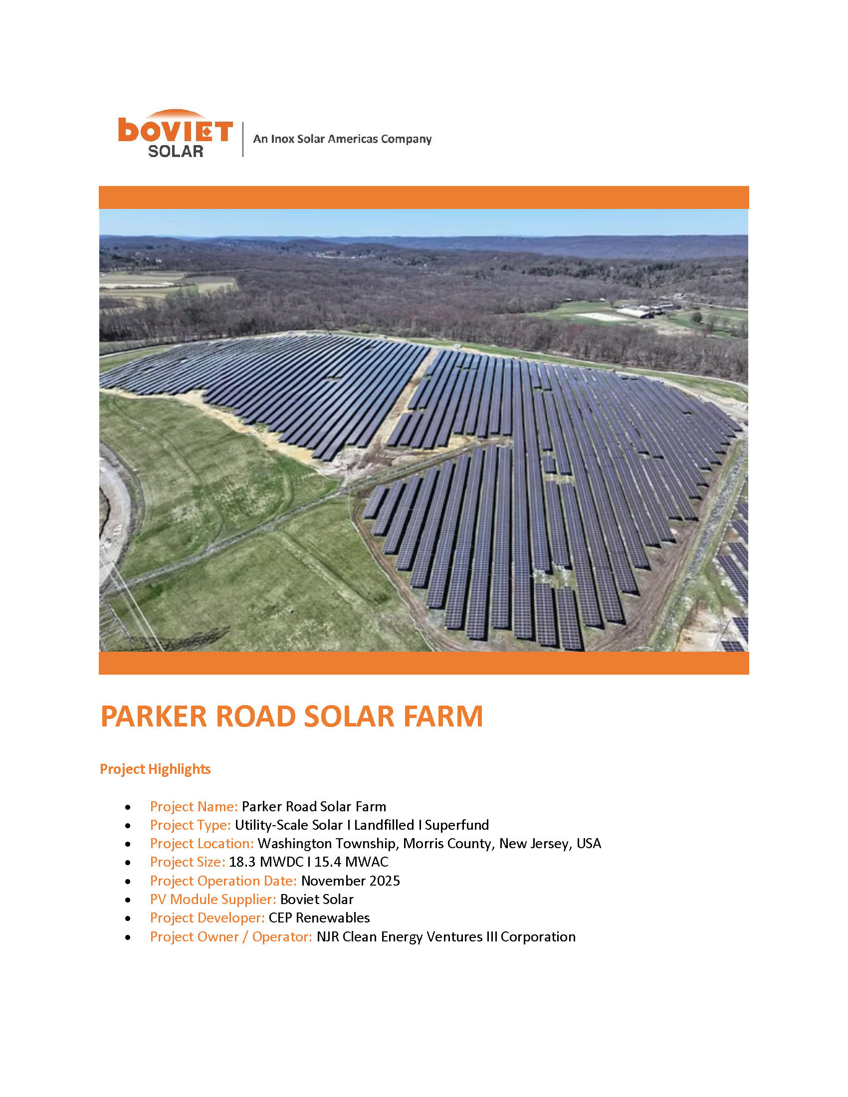 Boviet Solar Cep Renewables Parker Road Solar Land Fill Page 1
