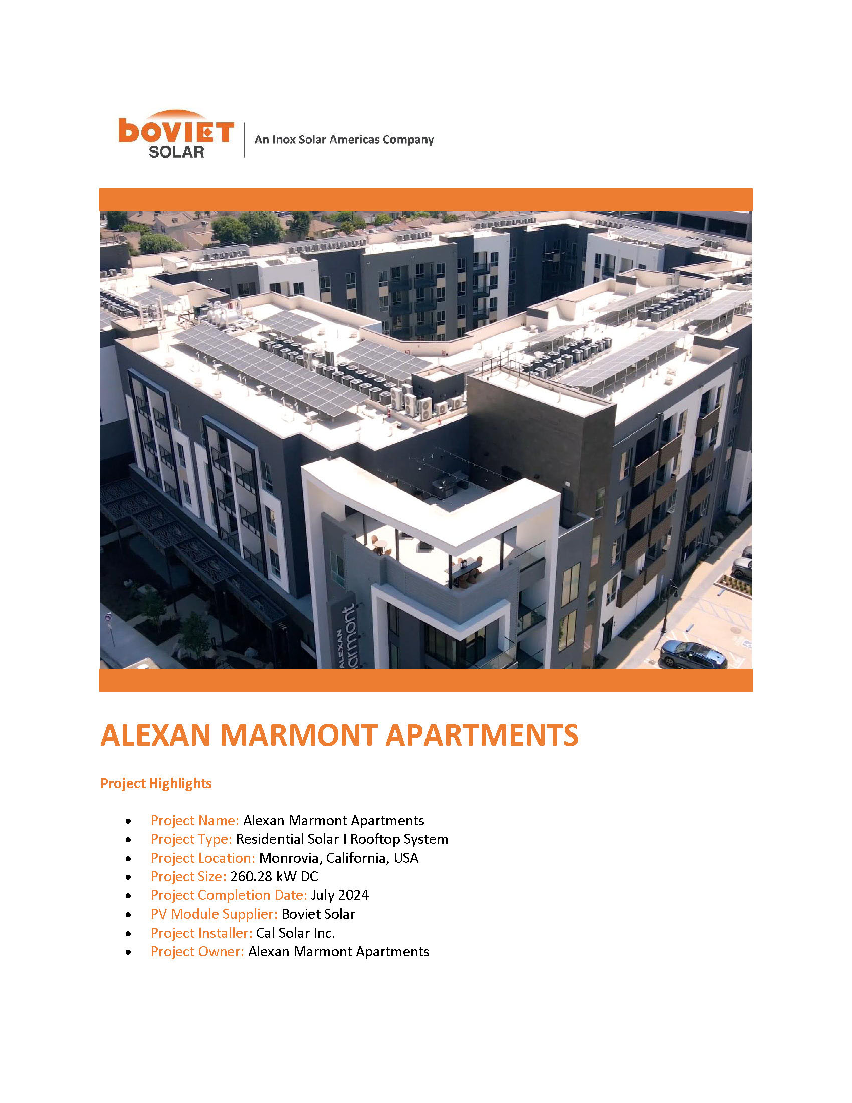Boviet Solar Cal Solar Alexan Mormont Apartments Solar System Page 1