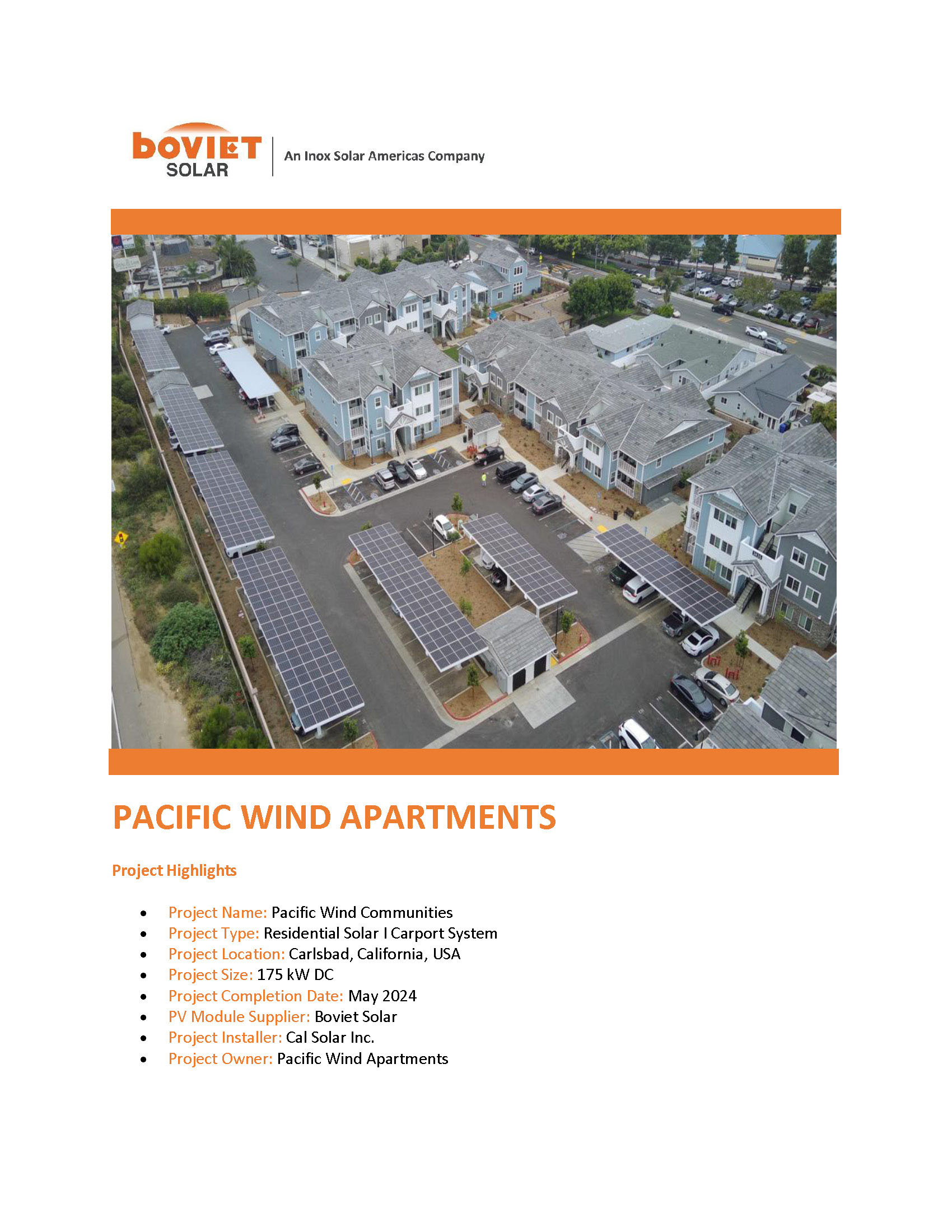 Boviet Solar Cal Solar Pasific Wind Apartments Carport Solar System Page 1