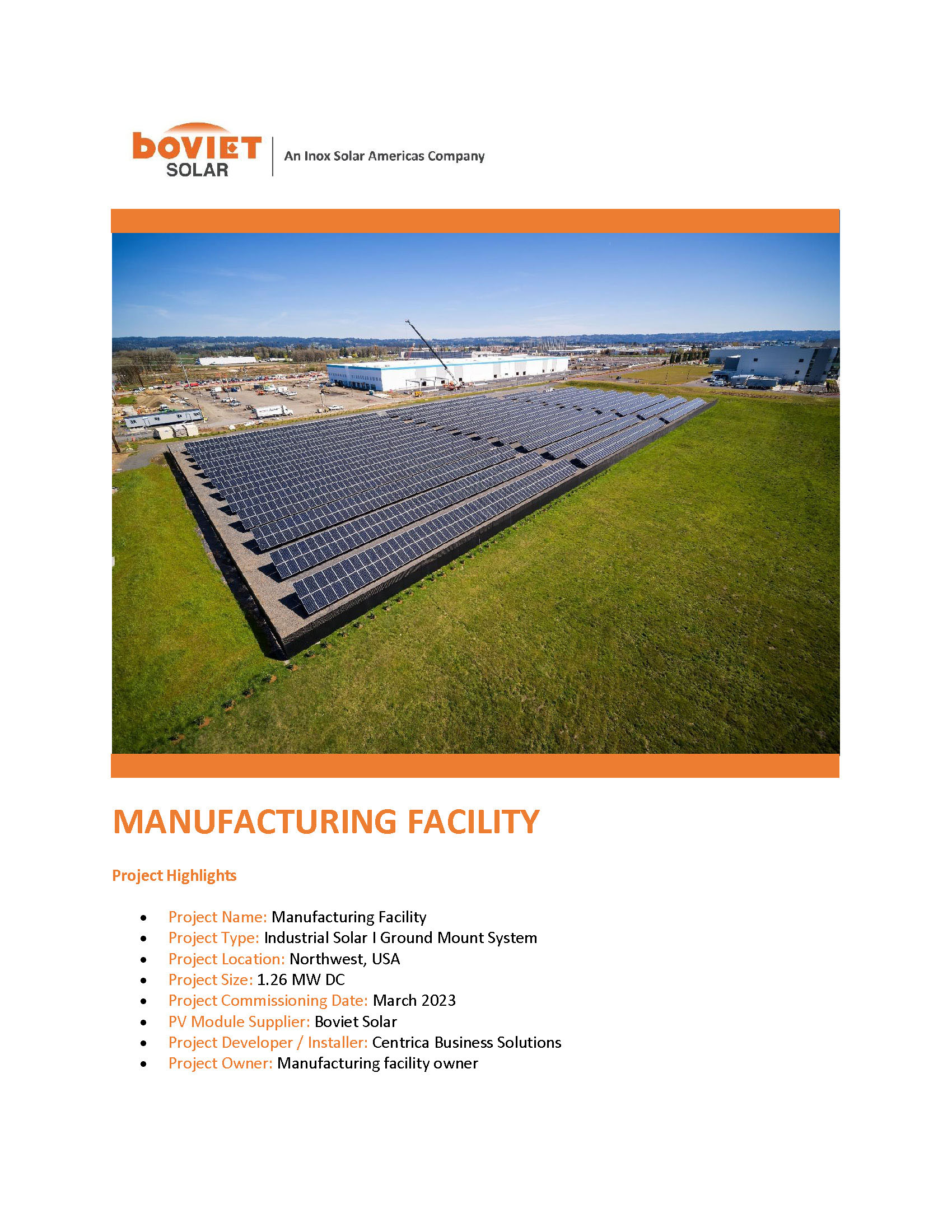 Boviet Solar Centrica Abc Manufacturing Facility Solar System Page 1