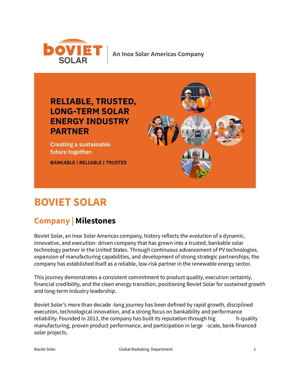 Boviet Solar Company Milestones July 2026