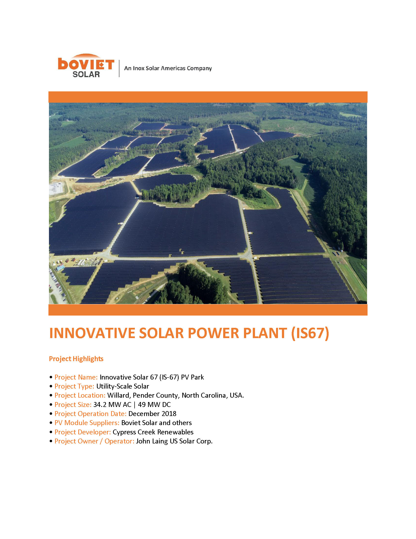 Boviet Solar John Laing Innovative Soar Is 67 Solar Page 1