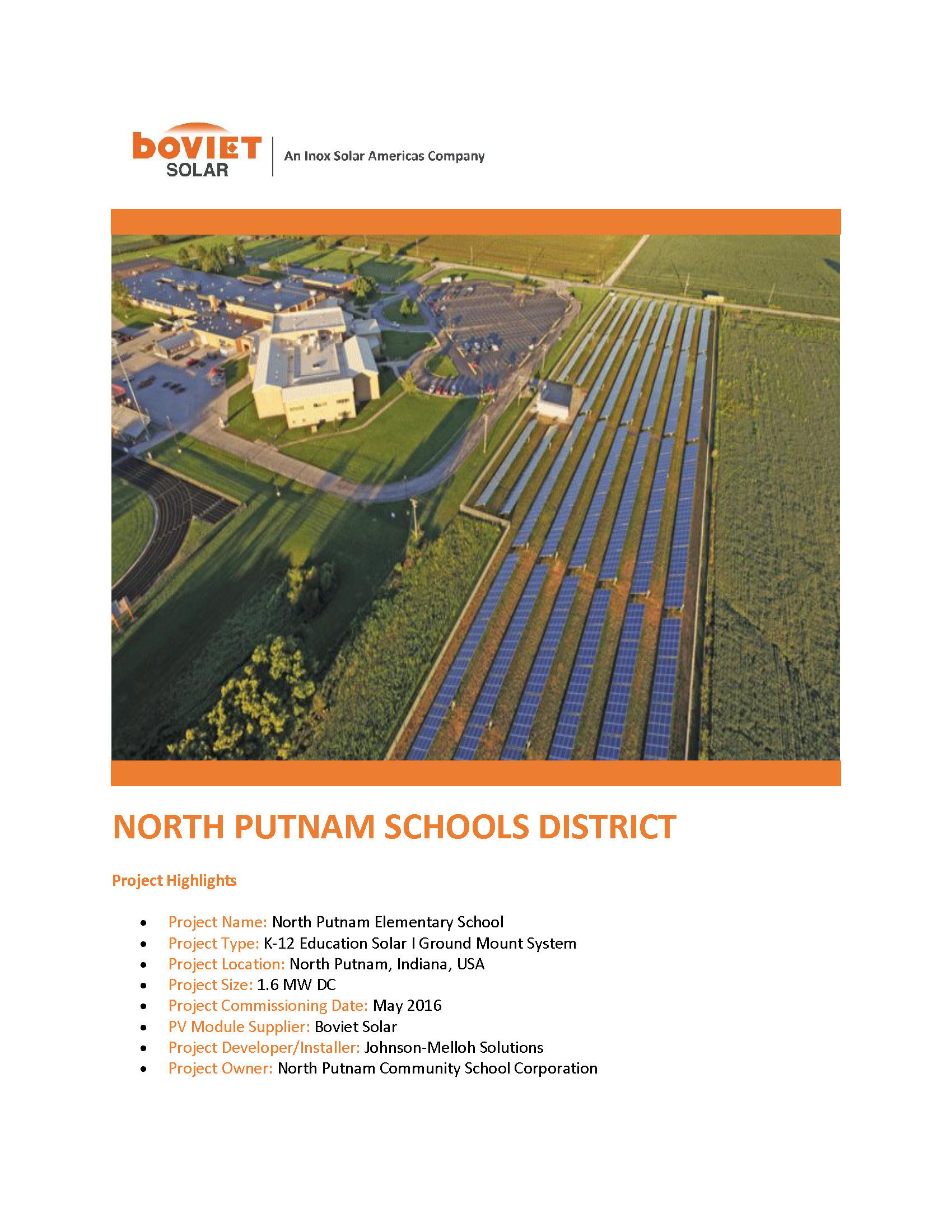 Boviet Solar Johnson Melloh North Putman School Solar System Page 1