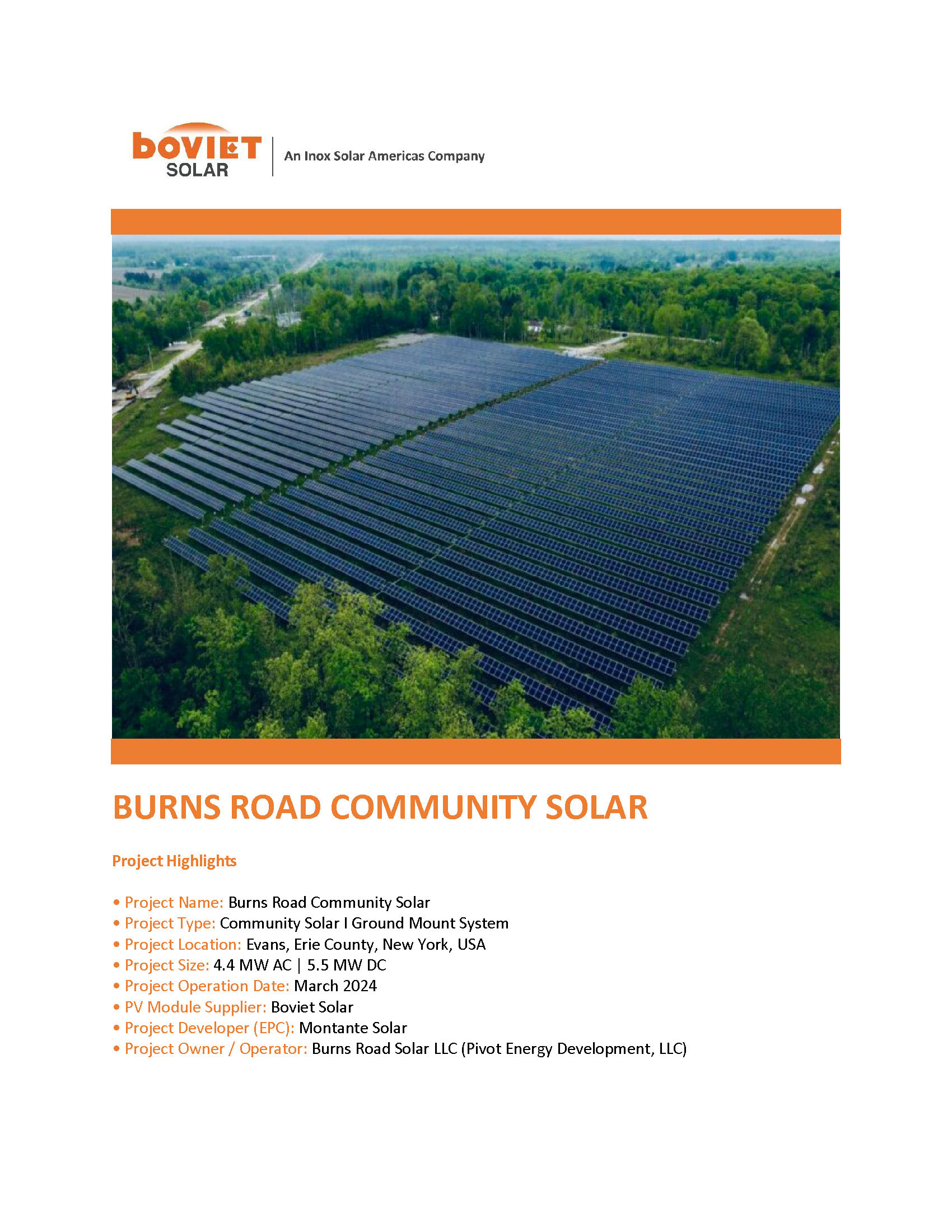 Boviet Solar Montande Solar Burns Road Community Solar Page 1