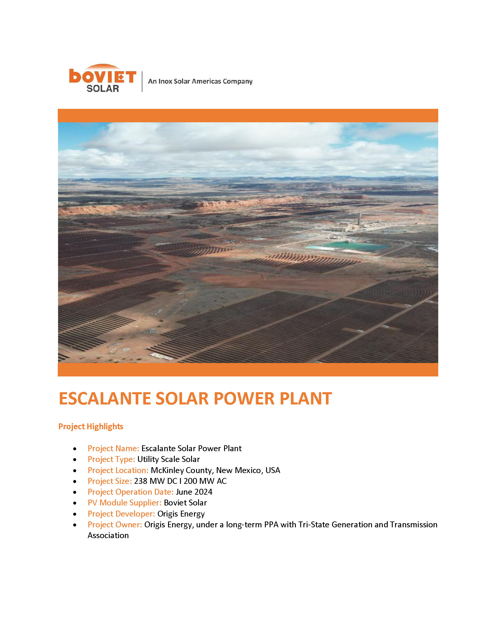 Boviet Solar Origis Energy Escalante Solar Page 1