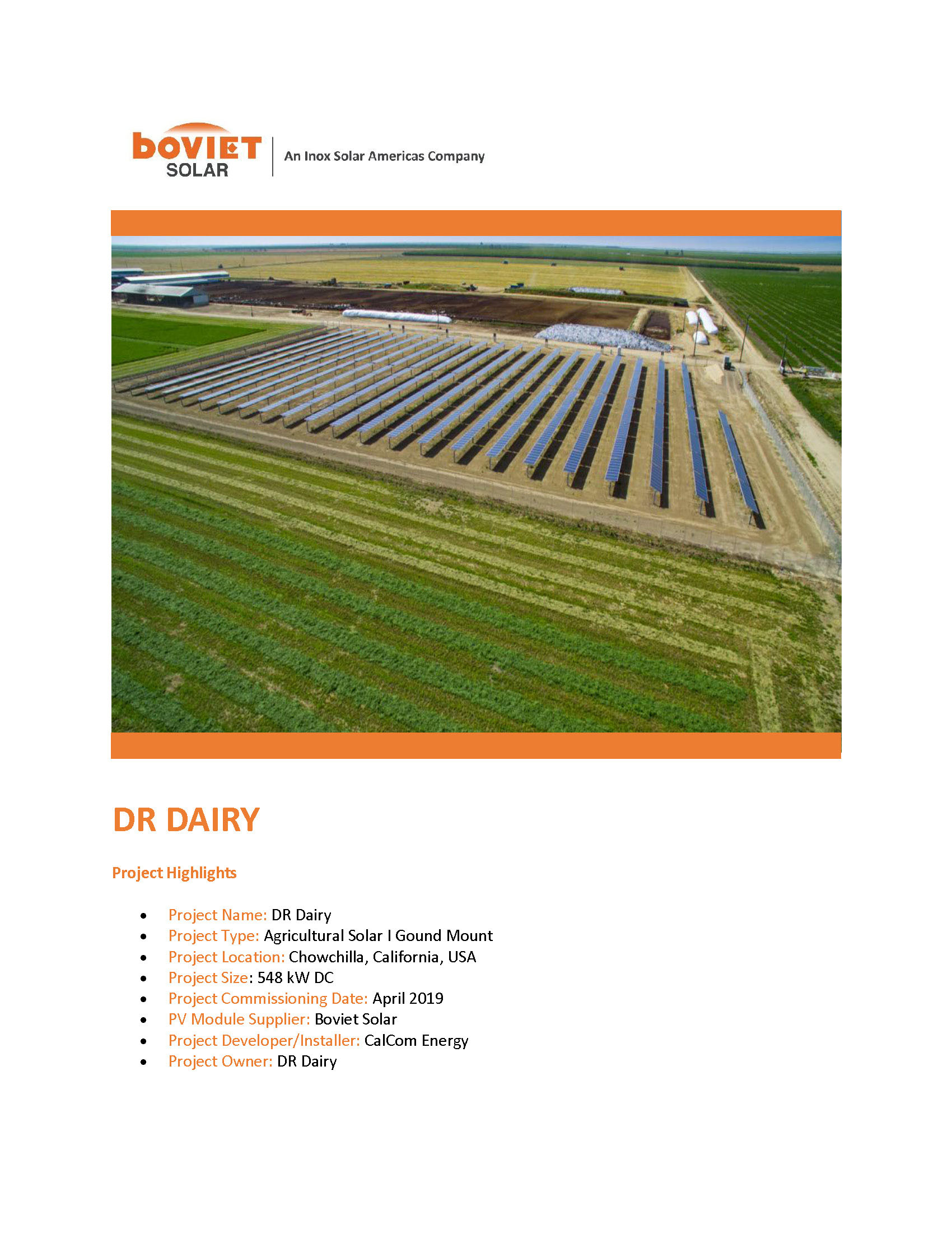 Boviet Solatr Calcom Energy Dr Dairy Solar System Page 1