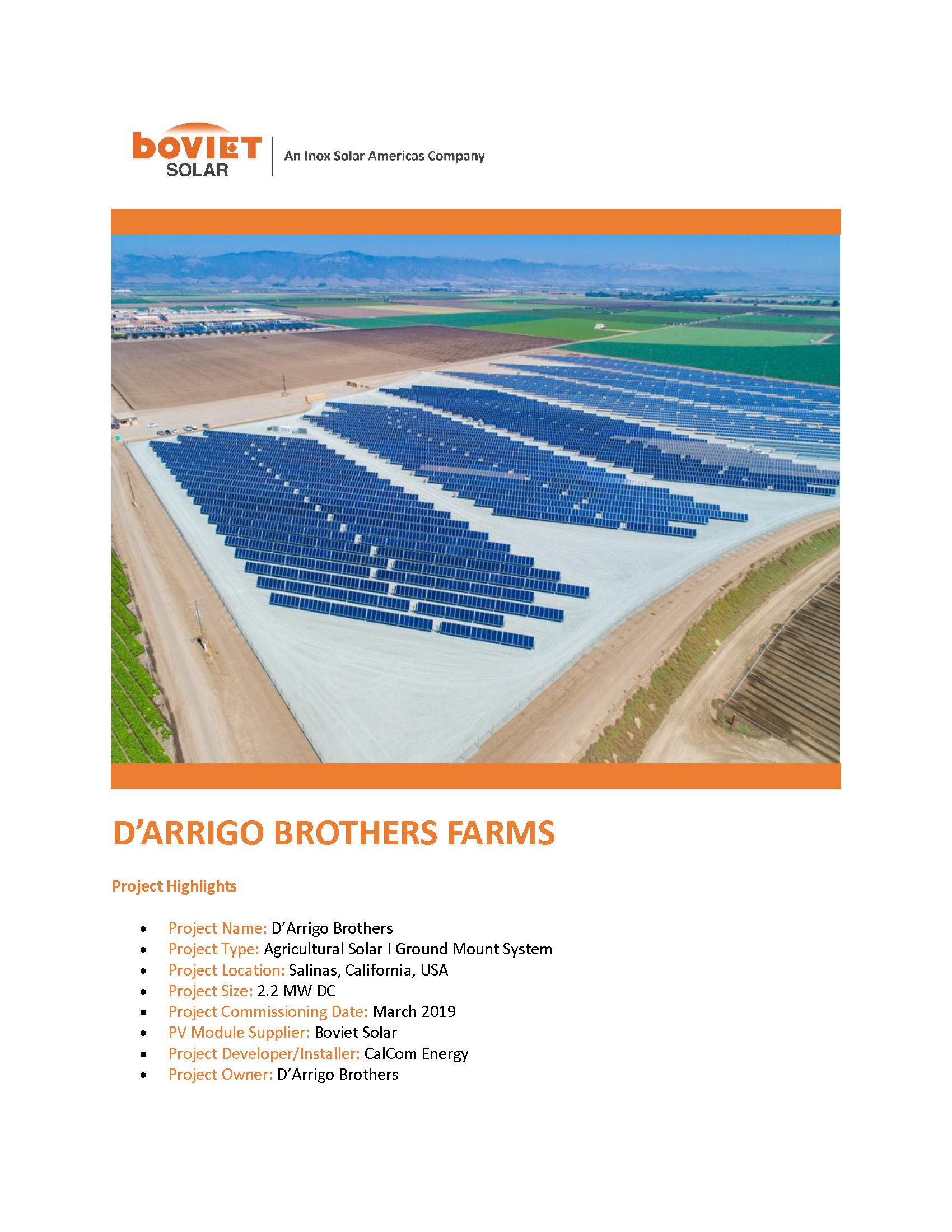 Calcom Energy D'arrigo Brothers Salinas Solar Page 1