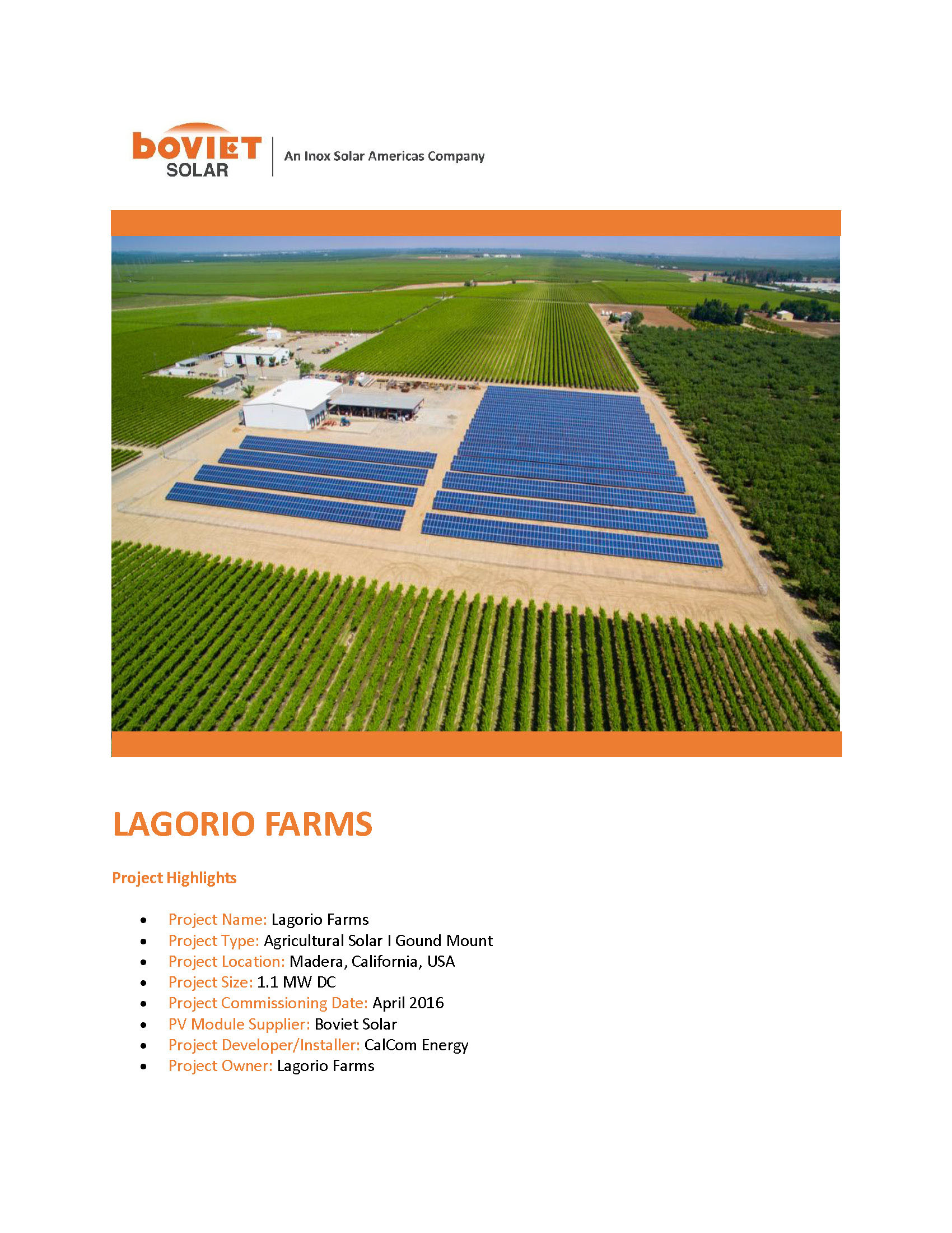 Calcom Energy Lagorio Farms Solar Page 1