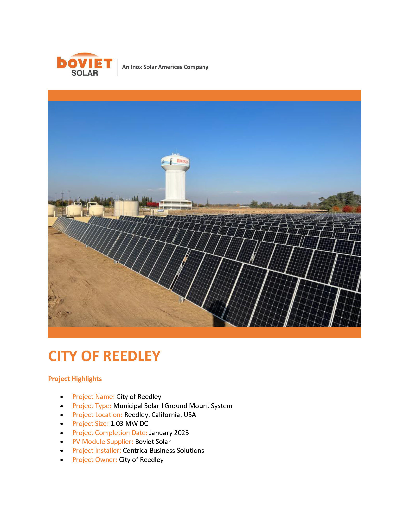 Centrica Solar City Of Reedley Page 1