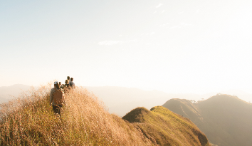 Team Hiking On The M