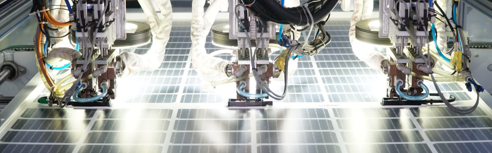 solar PV module being manufactured
